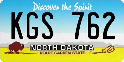 ND license plate KGS762