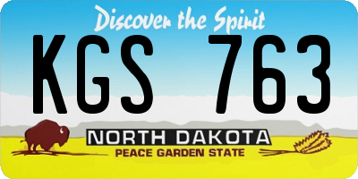 ND license plate KGS763
