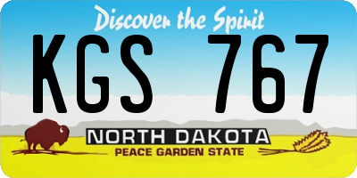 ND license plate KGS767