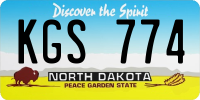 ND license plate KGS774