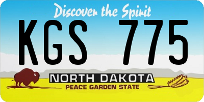 ND license plate KGS775