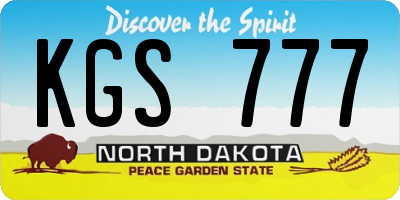 ND license plate KGS777