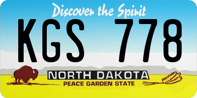 ND license plate KGS778