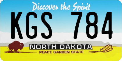 ND license plate KGS784