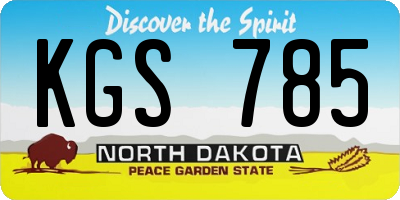 ND license plate KGS785