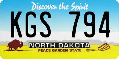 ND license plate KGS794