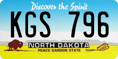 ND license plate KGS796