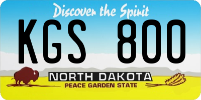 ND license plate KGS800