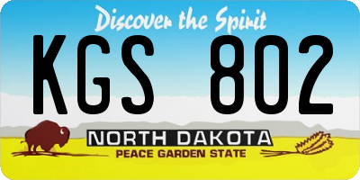 ND license plate KGS802