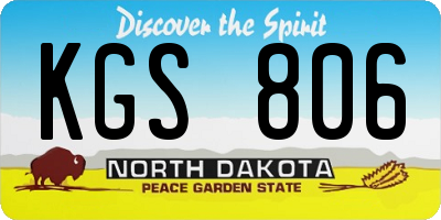 ND license plate KGS806