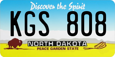 ND license plate KGS808