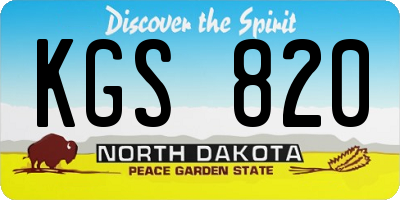 ND license plate KGS820