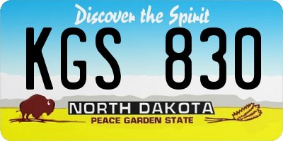 ND license plate KGS830