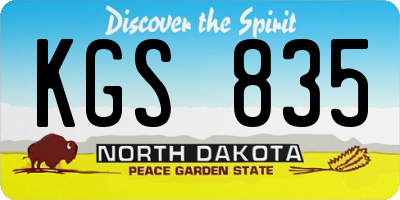 ND license plate KGS835