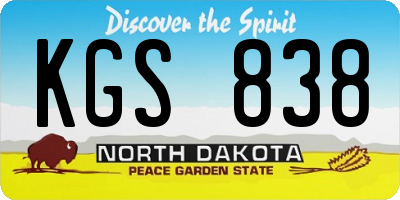 ND license plate KGS838