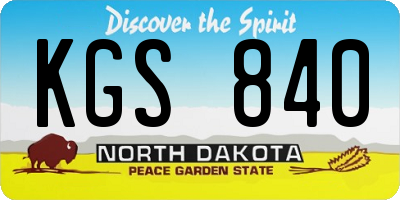 ND license plate KGS840