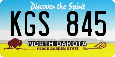 ND license plate KGS845
