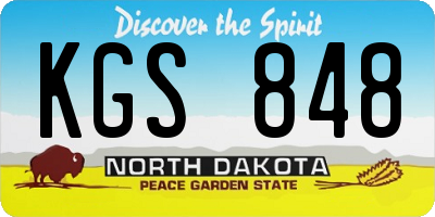 ND license plate KGS848