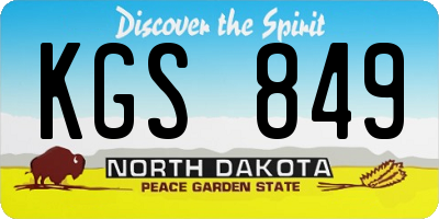 ND license plate KGS849
