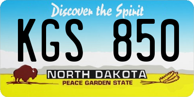 ND license plate KGS850