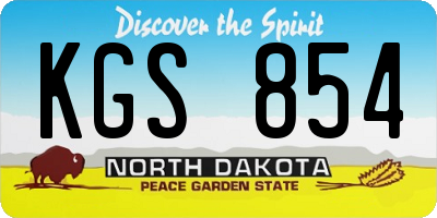 ND license plate KGS854