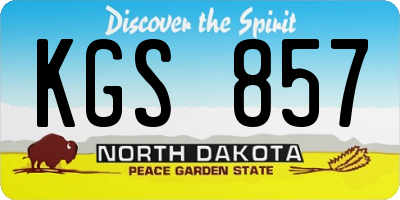 ND license plate KGS857