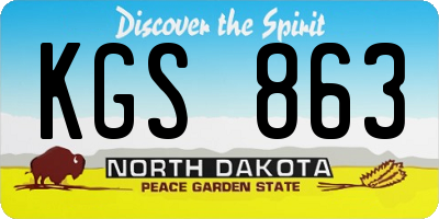 ND license plate KGS863