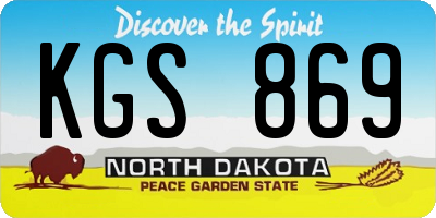 ND license plate KGS869