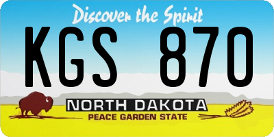 ND license plate KGS870