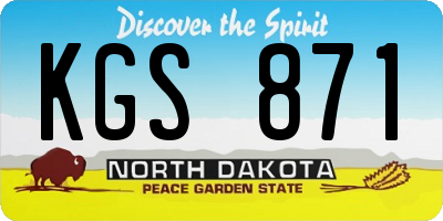 ND license plate KGS871