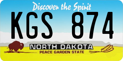 ND license plate KGS874