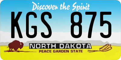 ND license plate KGS875