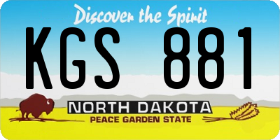 ND license plate KGS881