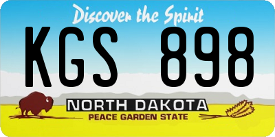 ND license plate KGS898
