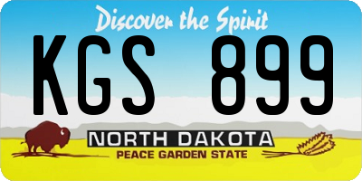 ND license plate KGS899