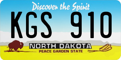 ND license plate KGS910