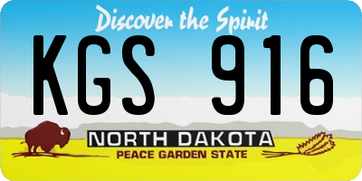 ND license plate KGS916