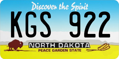 ND license plate KGS922