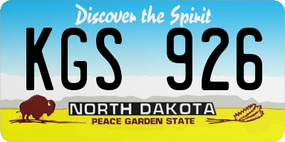 ND license plate KGS926