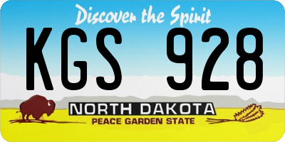 ND license plate KGS928