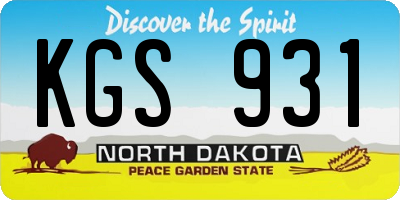 ND license plate KGS931