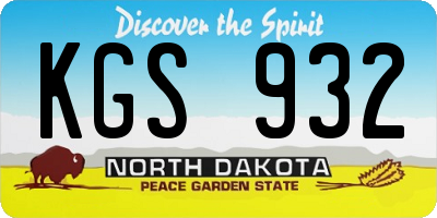 ND license plate KGS932