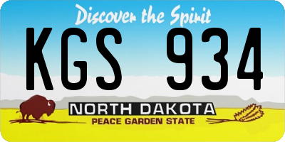 ND license plate KGS934
