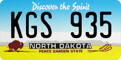 ND license plate KGS935