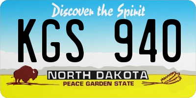 ND license plate KGS940