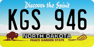ND license plate KGS946