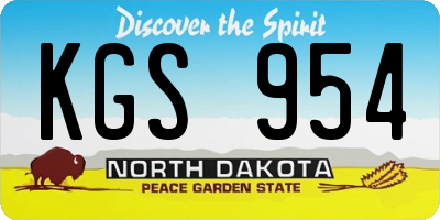 ND license plate KGS954