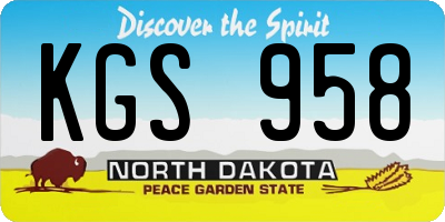 ND license plate KGS958