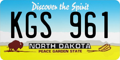 ND license plate KGS961