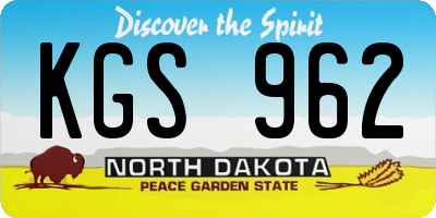 ND license plate KGS962